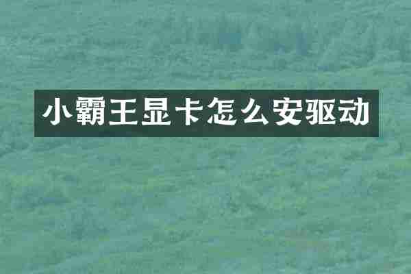 小霸王显卡怎么安驱动