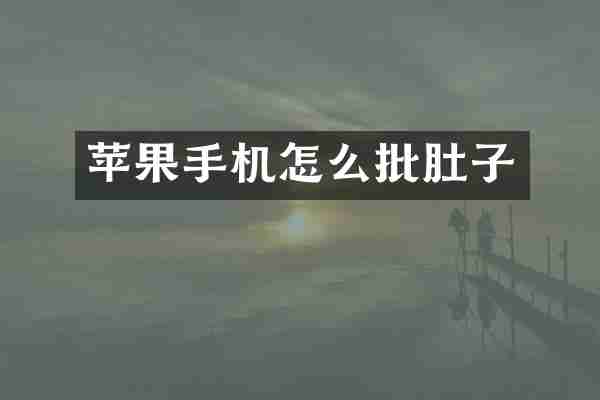 苹果手机怎么批肚子