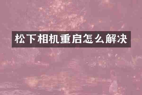 松下相机重启怎么解决