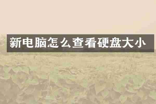 新电脑怎么查看硬盘大小