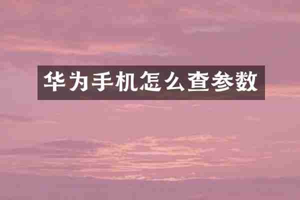 华为手机怎么查参数