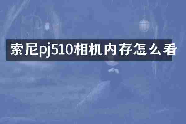 索尼pj510相机内存怎么看