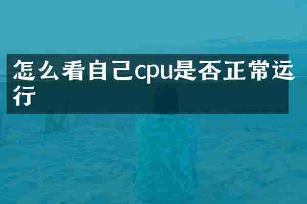 怎么看自己cpu是否正常运行