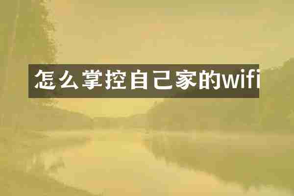怎么掌控自己家的wifi