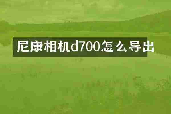 尼康相机d700怎么导出