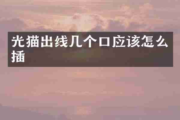 光猫出线几个口应该怎么插