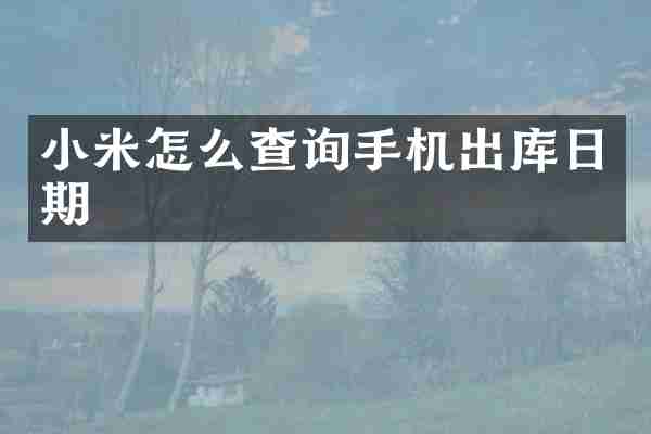 小米怎么查询手机出库日期