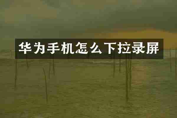 华为手机怎么下拉录屏