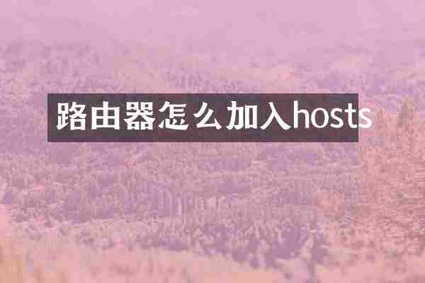 路由器怎么加入hosts