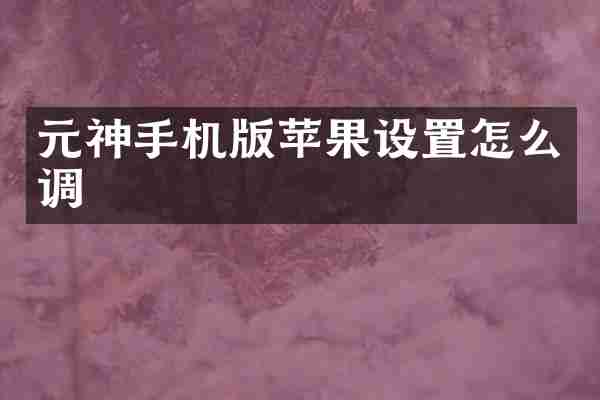 元神手机版苹果设置怎么调