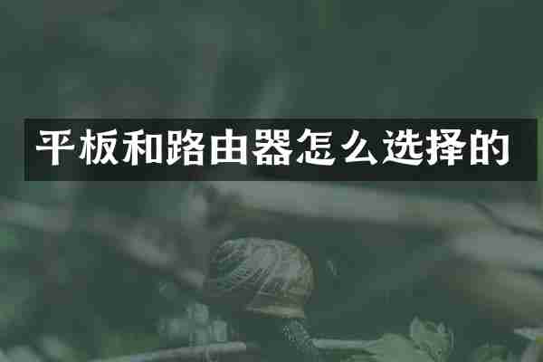 平板和路由器怎么选择的
