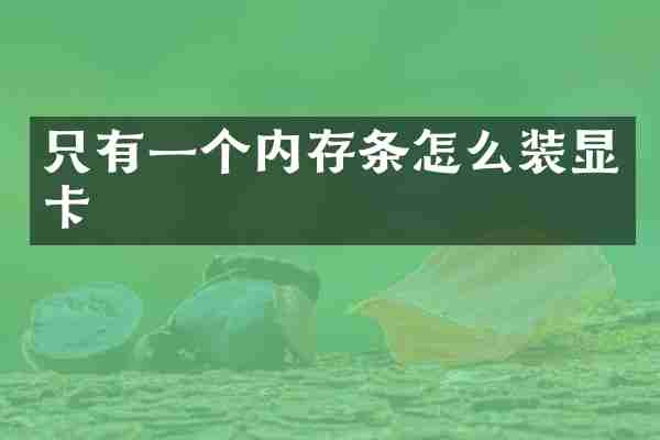 只有一个内存条怎么装显卡