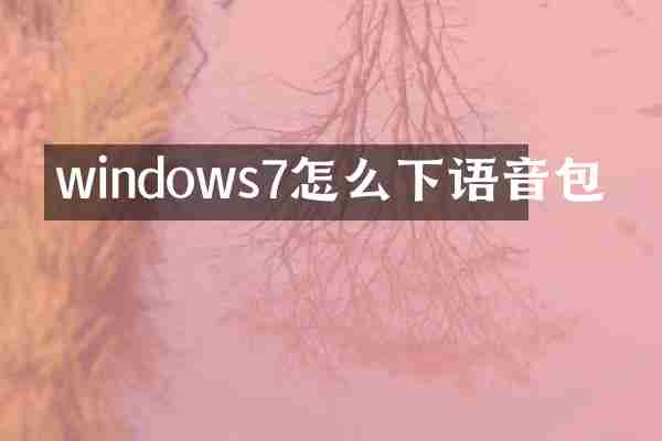 windows7怎么下语音包