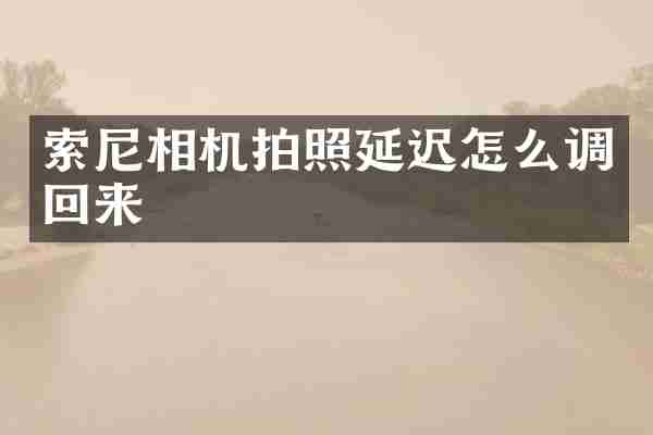 索尼相机拍照延迟怎么调回来