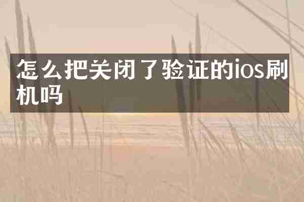 怎么把关闭了验证的ios刷机吗