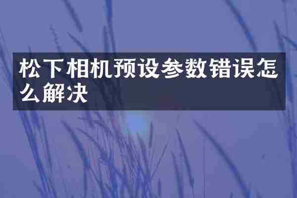 松下相机预设参数错误怎么解决