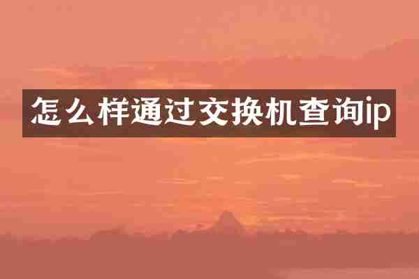 怎么样通过交换机查询ip