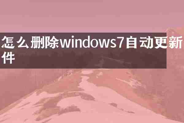 怎么删除windows7自动更新文件