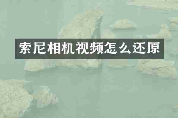 相机视频怎么还原