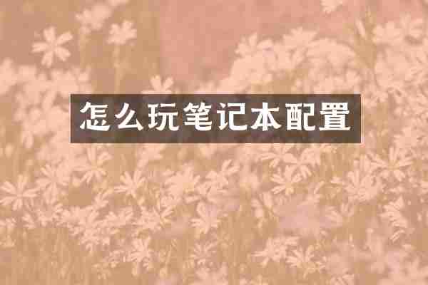 怎么玩笔记本配置