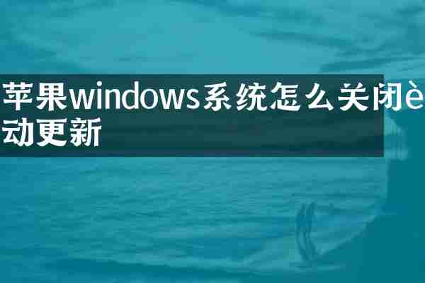 苹果windows系统怎么关闭自动更新