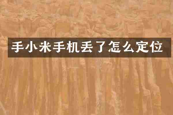 手小米手机丢了怎么定位