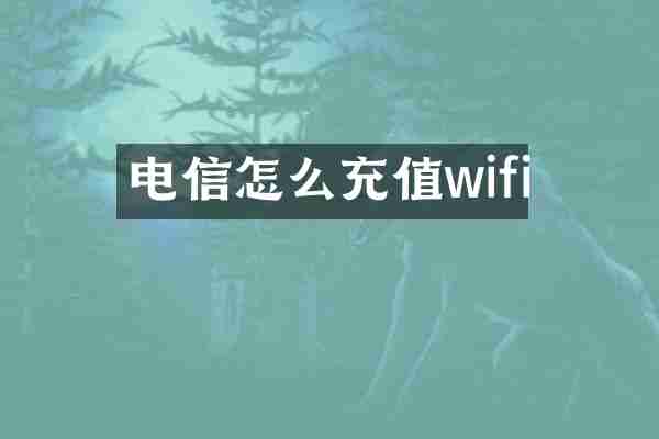 电信怎么充值wifi
