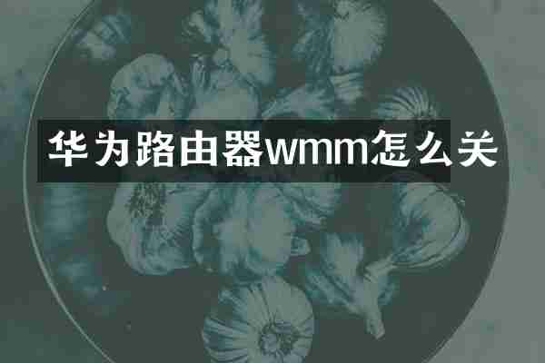 华为路由器wmm怎么关