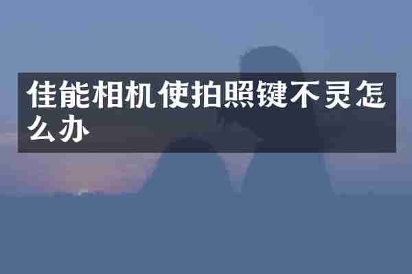 佳能相机使拍照键不灵怎么办