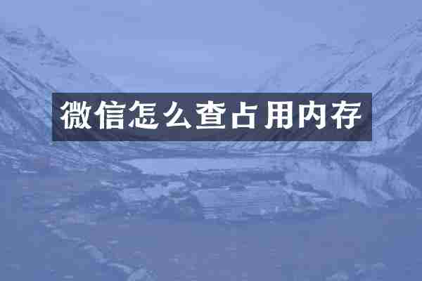 微信怎么查占用内存