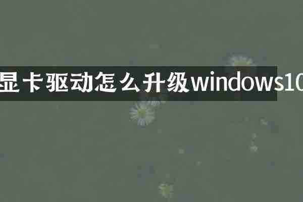 显卡驱动怎么升级windows10