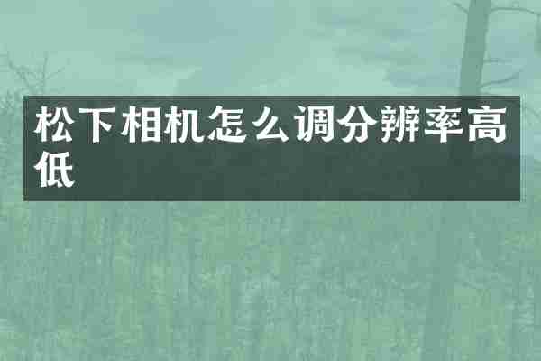 松下相机怎么调分辨率高低
