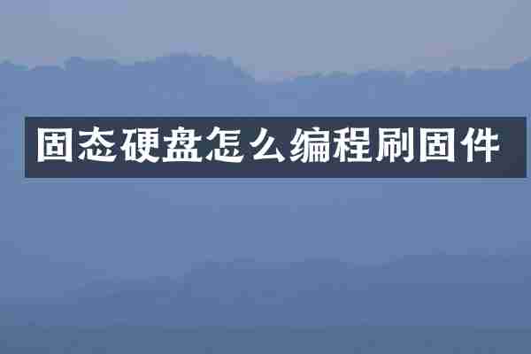 固态硬盘怎么编程刷固件