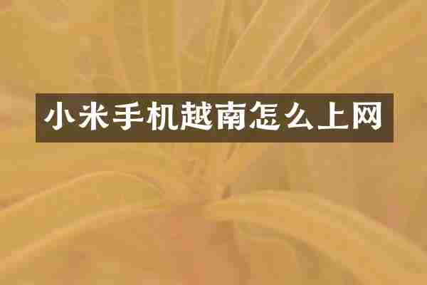 小米手机越南怎么上网