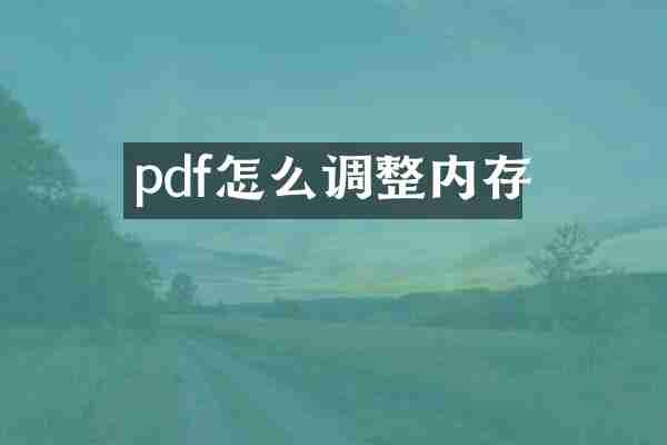 pdf怎么调整内存