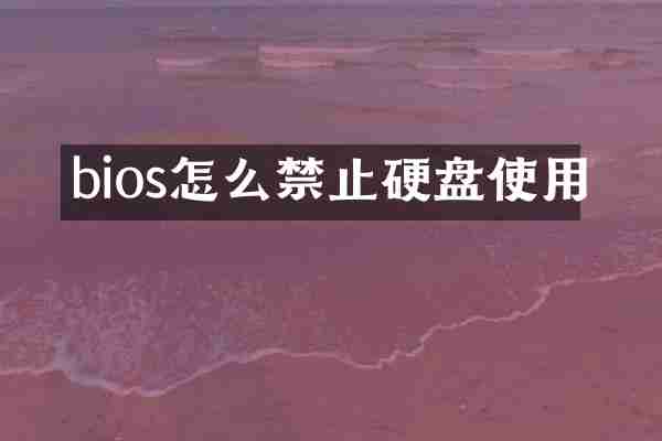 bios怎么禁止硬盘使用