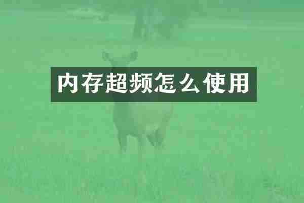 内存超频怎么使用