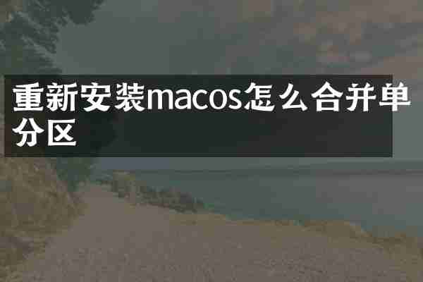 重新安装macos怎么合并单一分区
