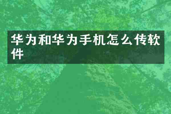 华为和华为手机怎么传软件