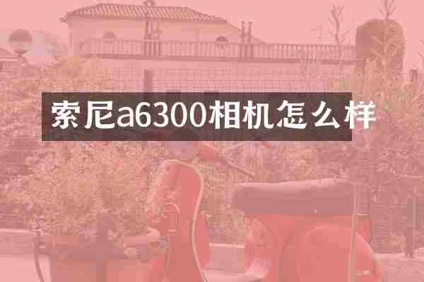索尼a6300相机怎么样