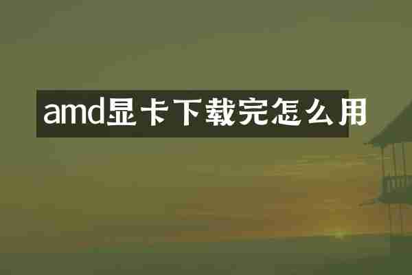 amd显卡下载完怎么用