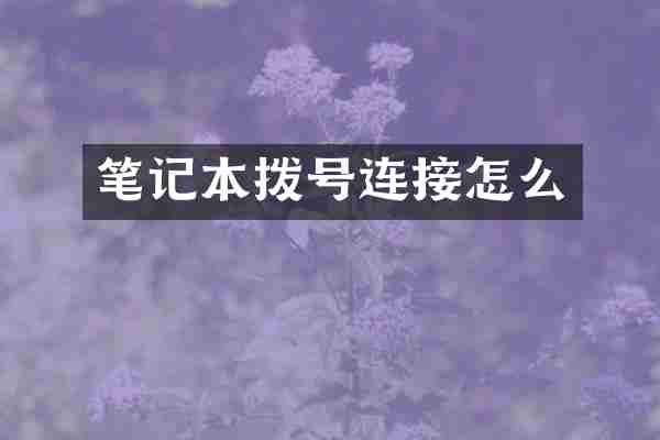 笔记本拨号连接怎么