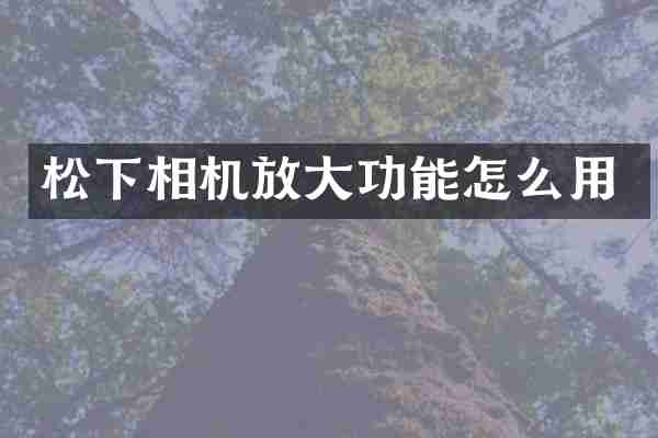 松下相机放大功能怎么用