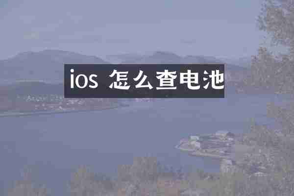 ios 怎么查电池