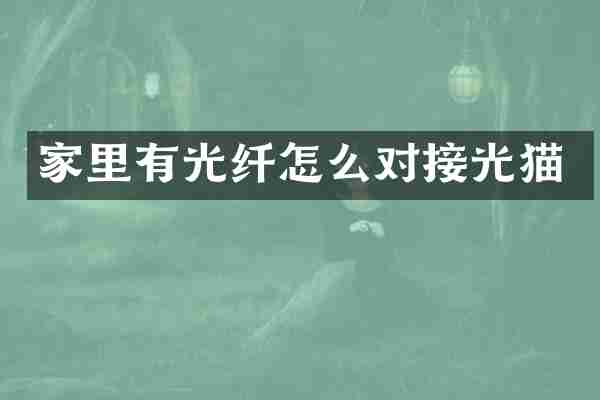 家里有光纤怎么对接光猫