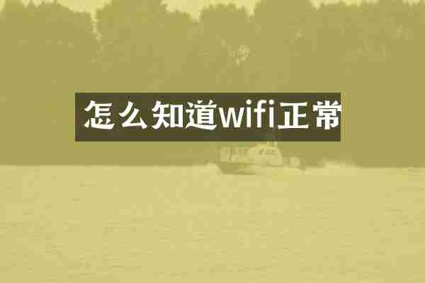 怎么知道wifi正常