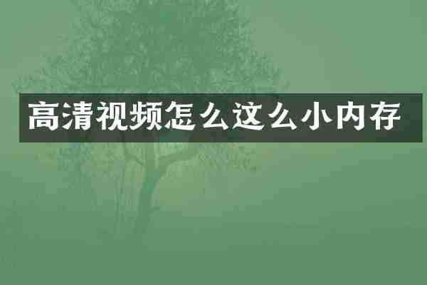 高清视频怎么这么小内存