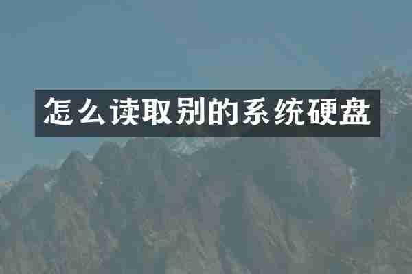 怎么读取别的系统硬盘