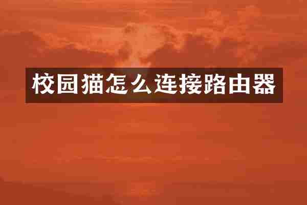 校园猫怎么连接路由器