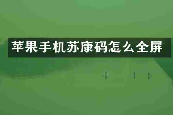 苹果手机苏康码怎么全屏